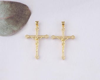 Pendentif croix en or 18 carats, collier de bracelet à breloques croix religieuse pour la fabrication de bijoux à bricoler soi-même