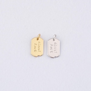May include: Two metal dog tag pendants, one gold-toned and one silver-toned, each engraved with the words "Good Luck". The pendants have a small loop at the top for a chain.