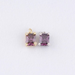 18K Gold Filled Rectangle Pendant,Crystal Rectangle Charm Bracelet Necklace for DIY Jewelry Making Supply