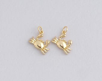 18K Gold gefüllte Krabbe Anhänger, zierliche Krabbe Charme Armband Halskette für DIY Schmuckherstellung Versorgung