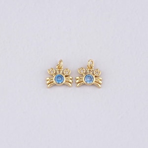 18K Gold Filled Crab Pendant,CZ Micro Pave Crab Charm Bracelet Necklace for DIY Jewelry Making Supply