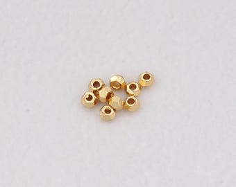50Pcs 18K Gold Filled Hexagon Spacer Beads,Hexagon Beads Charm Bracelet Necklace for DIY Jewelry Making Supply