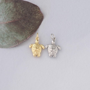 18K Gold Filled Turtle Pendant,Ocean Turtle Charm Bracelet Necklace for DIY Jewelry Making Supply
