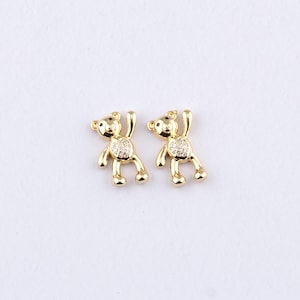 18K Gold Filled Bear Pendant,Gold Bear Charm Bracelet Necklace for DIY Jewelry Making Supply