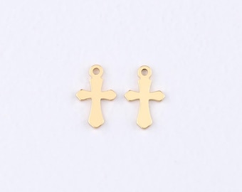 Pendentif croix en or 18 carats, collier de bracelet à breloques religieux pour la fabrication de bijoux à bricoler soi-même