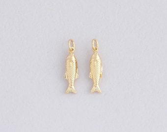 Colgante de pez chapado en oro de 18 quilates, pulsera con dije de pez dorado para hacer joyas DIY.