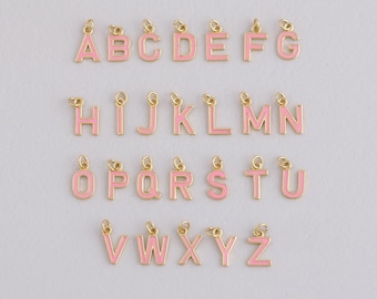 Pendentif lettre rempli d'or 18 carats, émail personnalisez le collier initial de bracelet à breloques pour la fabrication de bijoux à bricoler soi-même