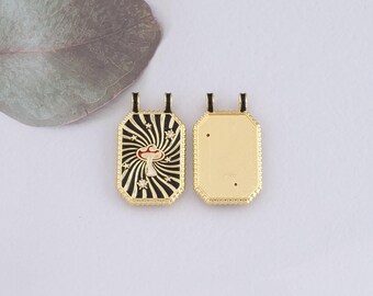 18Kゴールドフィルドキノコペンダント、エナメル菌チャーム 