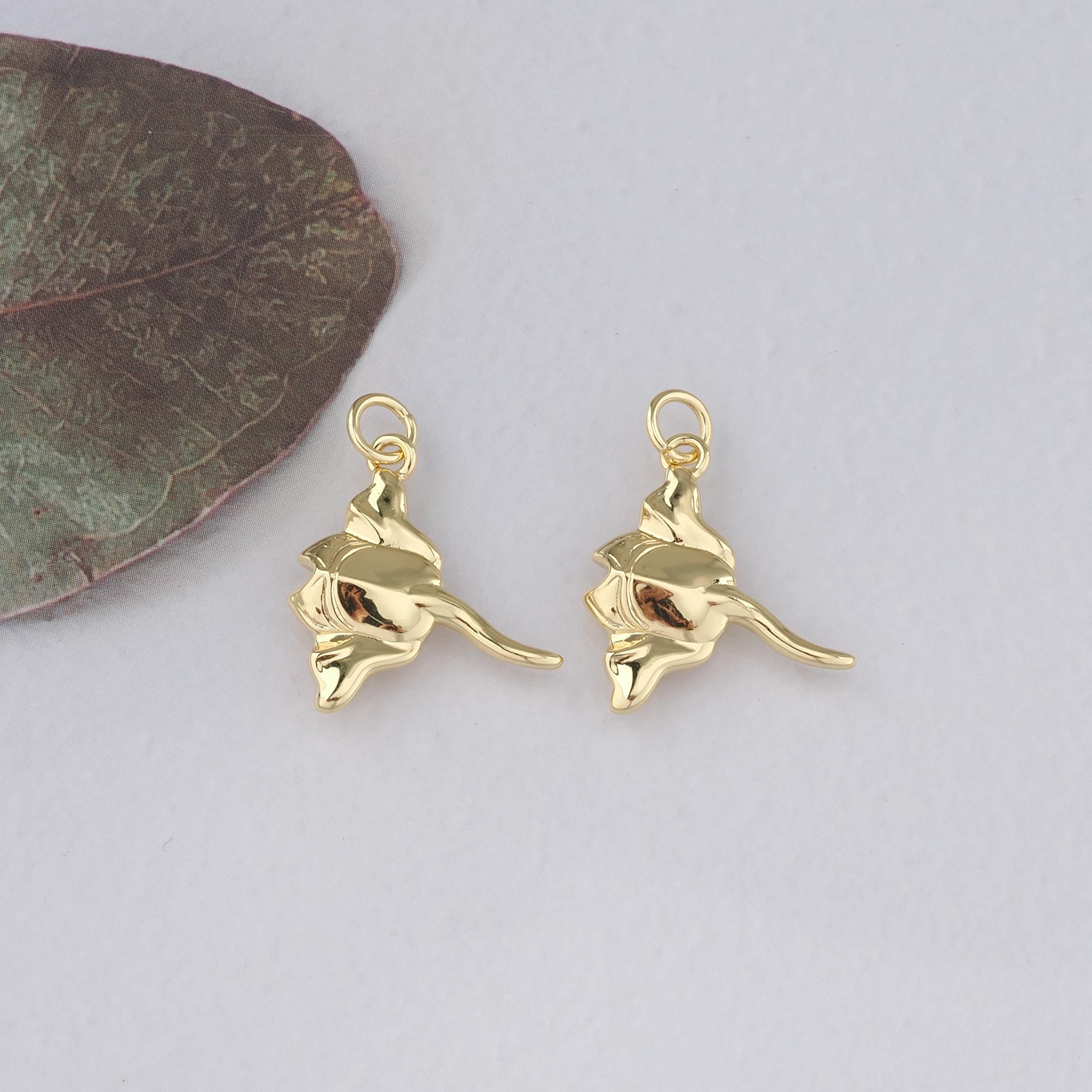 18K Gold Filled Manta Ray Pendant,Ocean Manta Ray Charm Bracelet Necklace for DIY Jewelry Making Supply