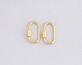 18K Gold Filled Oval Carabiner Clips,Dainty Oval Screw Clasp Lock for DIY Jewelry Necklace Bracelet