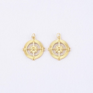 18K Gold Filled Compass Pendant,Gold Direction Charm Bracelet Necklace for DIY Jewelry Making Supply