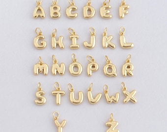 18K Gold Filled letter Pendant,Personalise initial Charm Bracelet Necklace for DIY Jewelry Making Supply