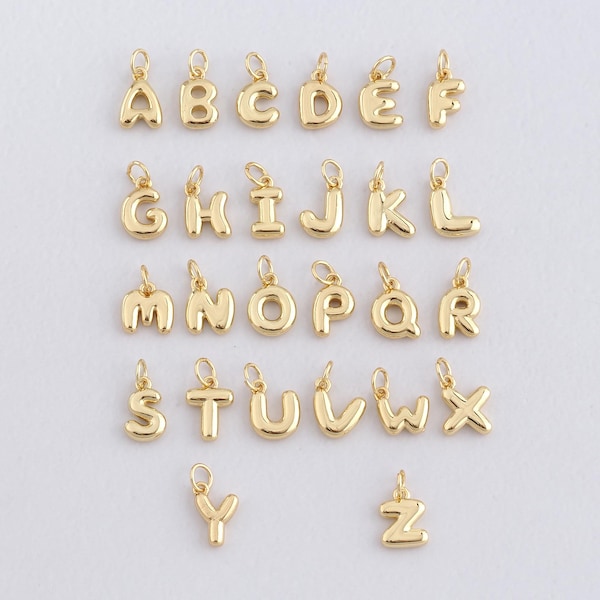 Pingente com letra em ouro 18K, personalizado para pulseira ou colar com inicial, ideal para confecção de bijuterias DIY.