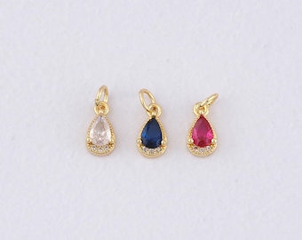 18K Gold Filled Teardrop-hanger, Crystal Teardrop-bedelarmband ketting voor het maken van doe-het-zelf sieraden
