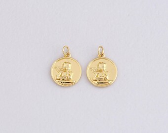 18K Gold Filled Angel Pendant,Gold Angel Charm Bracelet Necklace for DIY Jewelry Making Supply