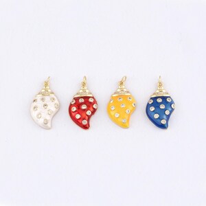18K Gold Filled Conch Pendant,Enamel Ocean Conch Shell Charm Bracelet Necklace for DIY Jewelry Making Supply
