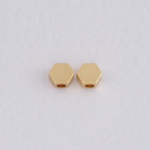 18K Gold Filled Hexagon Spacer Beads,Flat Hexagon Bead,Geometry Beads Charm Bracelet Necklace for DIY Jewelry Making Supply