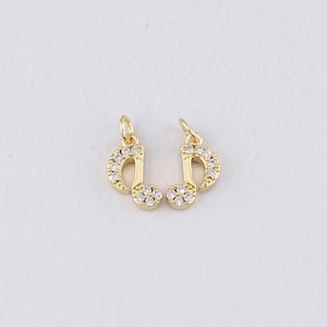 18K Gold Filled Musical Note Pendant,CZ Micro Pave Musical Note Charm Bracelet Necklace for DIY Jewelry Making Supply