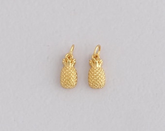 Ciondolo a forma di ananas riempito in oro 24K, collana con ciondolo a forma di ananas per la creazione di gioielli fai da te.