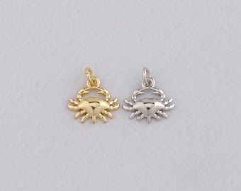 18K Gold gefüllte Krabbe Anhänger, zierliche Krabbe Charme Armband Halskette für DIY Schmuckherstellung Versorgung