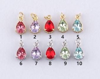18K Gold Filled Teardrop-hanger, Crystal Teardrop-bedelarmband ketting voor het maken van doe-het-zelf sieraden