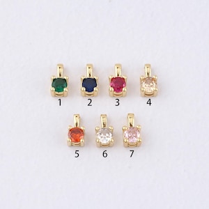 18K Gold Filled Tiny Round Pendant,Crystal Charm Bracelet Necklace for DIY Jewelry Making Supply