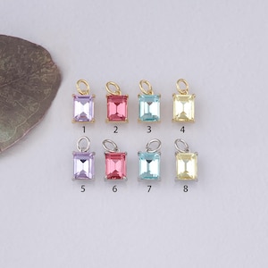 18K Gold Filled Rectangle Pendant,Crystal Rectangle Charm Bracelet Necklace for DIY Jewelry Making Supply