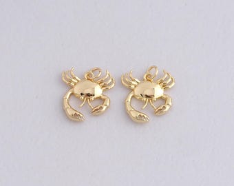 18K Gold gefüllte Krabbe Anhänger, zierliche Krabbe Charme Armband Halskette für DIY Schmuckherstellung Versorgung