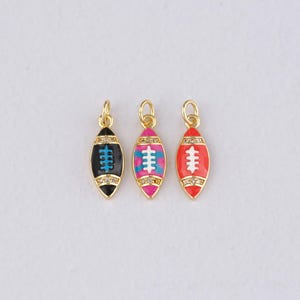 18K Gold Filled Rugby Pendant,Enamel Rugby Charm Bracelet Necklace for DIY Jewelry Making Supply