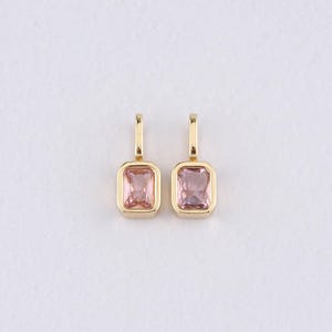 18K Gold Filled Rectangle Pendant,CZ Micro Pave Rectangle Charm Bracelet Necklace for DIY Jewelry Making Supply