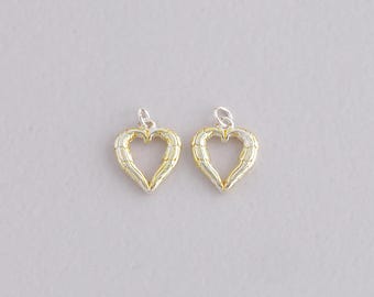 Silver Heart Pendant,Heart Charm Bracelet Necklace for DIY Jewelry Making Supply