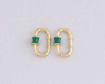 18K Gold Filled Oval Carabiner Clips,Dainty Oval Screw Clasp Lock for DIY Jewelry Necklace Bracelet