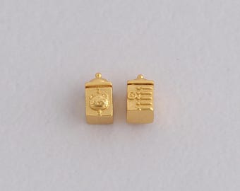 Cuentas espaciadoras de gato rellenas de oro de 24 quilates, dije de animal, material para hacer joyas DIY