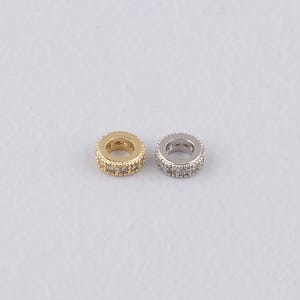 18K Gold Filled Cylinder Spacer Beads,CZ Micro Pave Barrel Beads Charm Bracelet Necklace for DIY Jewelry Making Supply