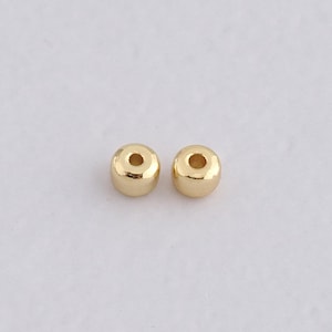 50PCS 18K Gold Filled Round Spacer Beads,Dainty Beads Charm Bracelet Necklace for DIY Jewelry Making Supply