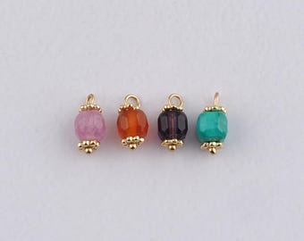 18K Gold Filled Square Pendant,Natural Stone Square Charm Bracelet Necklace for DIY Jewelry Making Supply