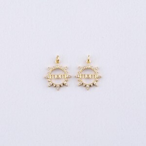 Ciondolo mamma riempito in oro 18 carati, ciondolo mamma con micro pavé di zirconi cubici, collana, bracciale per la creazione di gioielli fai da te.
