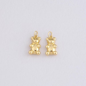 18K Gold Filled Bear Pendant,Cute Bear Charm Bracelet Necklace for DIY Jewelry Making Supply