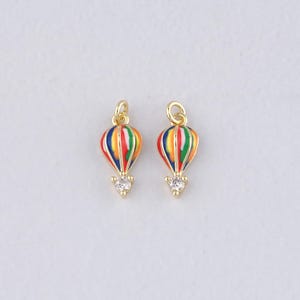 18K Gold Filled Hot Air Balloon Pendant,Enamel Hot Air Balloon Charm Bracelet Necklace for DIY Jewelry Making Supply