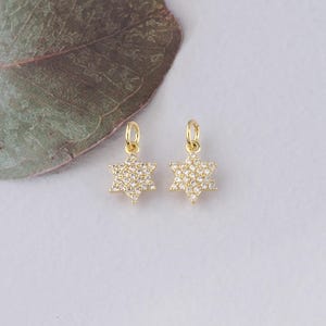 18K Gold Filled David Star Pendant,CZ Micro Pave David Star Charm Bracelet Necklace for DIY Jewelry Making Supply