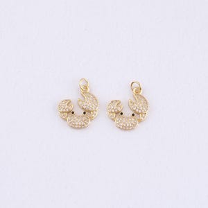18K Gold Filled Crab Pendant,CZ Micro Pave Crab Charm Bracelet Necklace for DIY Jewelry Making Supply