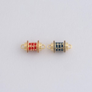 18K Gold Filled Cylinder Connector,CZ Micro Pave Cylinder Charm Bracelet Necklace for DIY Jewelry Making Supply