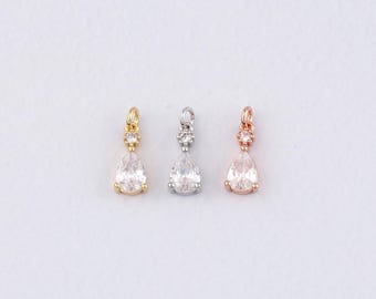 18K Gold Filled Teardrop-hanger, Crystal Teardrop-bedelarmband ketting voor het maken van doe-het-zelf sieraden