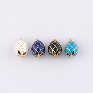 18K Gold Filled Easter Egg Pendant,Enamel Easter Egg Charm Earrings Necklace for DIY Jewelry Making Supply