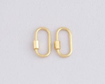 18K Gold Filled Oval Carabiner Clips,Dainty Oval Screw Clasp Lock for DIY Jewelry Necklace Bracelet