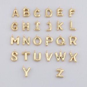 18K Gold Filled Initial Pendant,Gold Letter Charm Bracelet Necklace for DIY Jewelry Making Supply