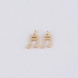 18K Gold Filled Musical Note Pendant,CZ Micro Pave Musical Note Charm Bracelet Necklace for DIY Jewelry Making Supply