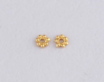 50PCS 24K Gold Filled Round Flat Spacer Beads,Flat Beads Charm Bracelet Necklace for DIY Jewelry Making Supply