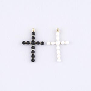 18K Gold Filled Cross Pendant,Enamel Religious Charm Bracelet Necklace for DIY Jewelry Making Supply