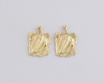 18K Gold Filled Trilobite Pendant,Dainty Trilobite Charm Bracelet Necklace for DIY Jewelry Making Supply